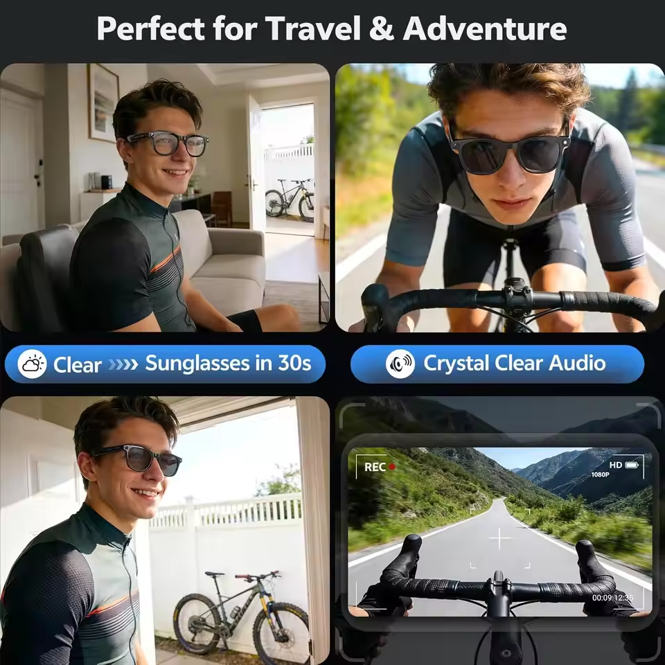 Wireless Smart Camera Glasses  - Audio Music For Video avaliação e preço