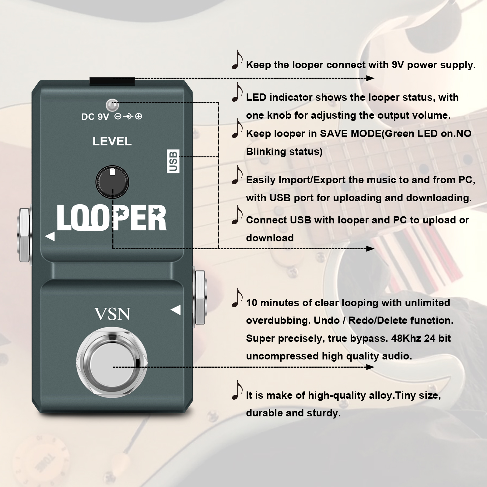 VSN Guitar Looper Pedal Digita - Looper Pedal Guitar avaliação e preço