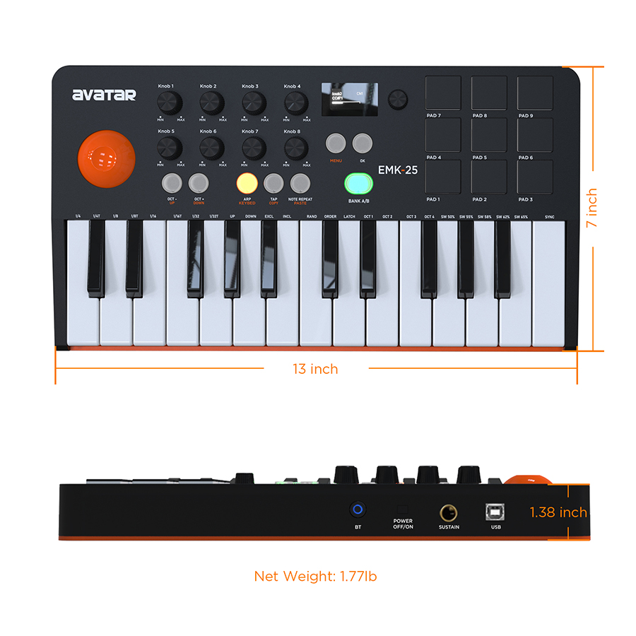Keyboard MIDI Controller With  - Midi Controller Pad avaliação e preço