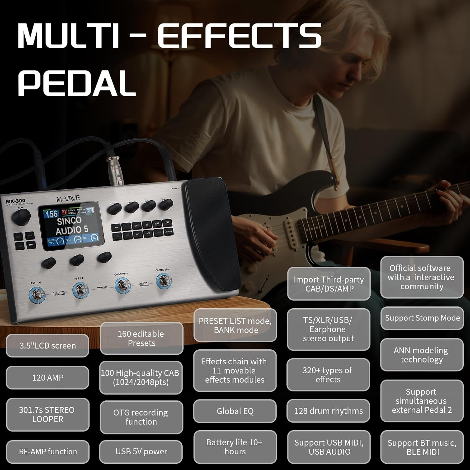 M-VAVE MK-300 Multi-Function G - Looper Pedal Guitar avaliação e preço