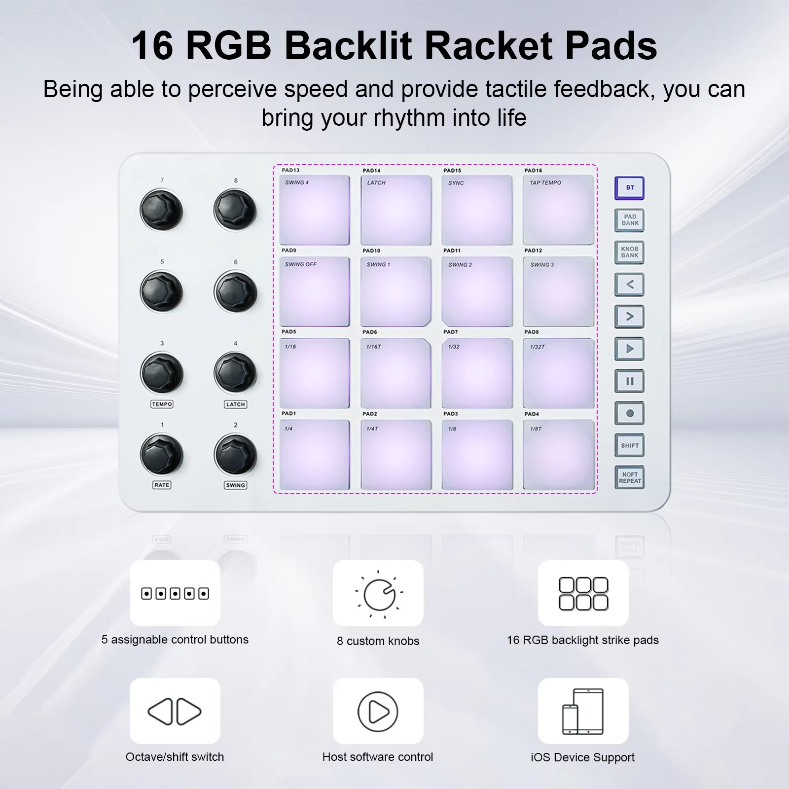 M-VAVE SMC-PAD White MIDI Cont - Midi Controller Pad avaliação e preço