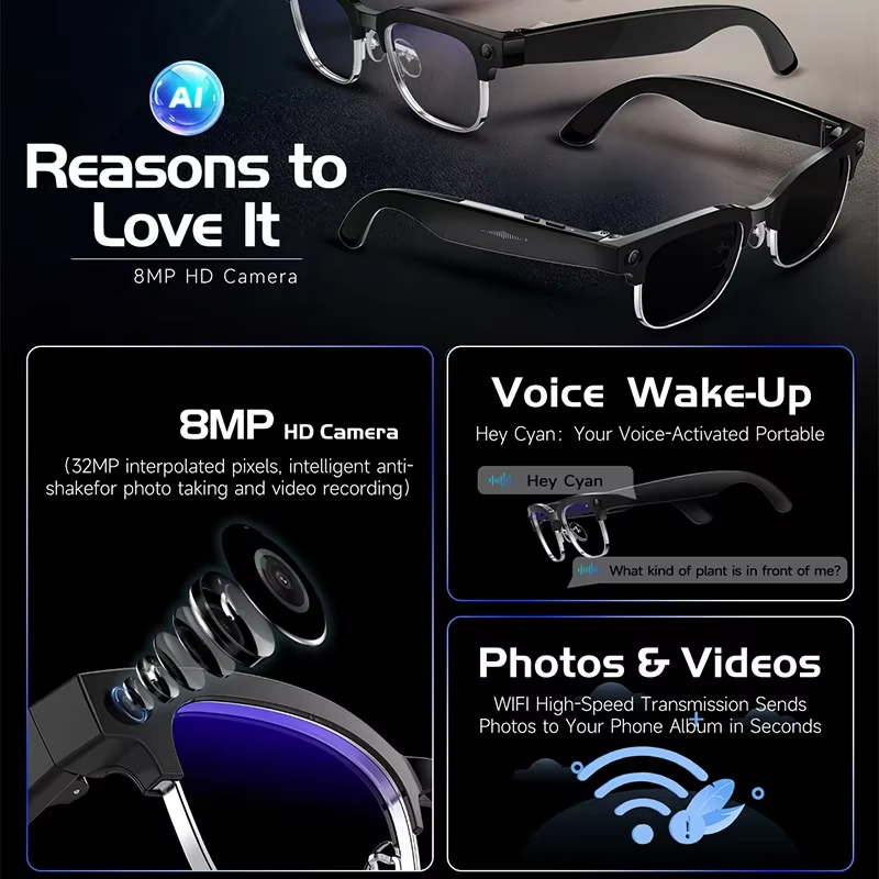 Smart Camera Glasses Photo and - Audio Music For Video avaliação e preço