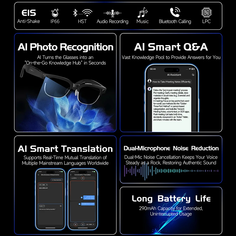 Smart Camera Glasses Photo and - Audio Music For Video avaliação e preço