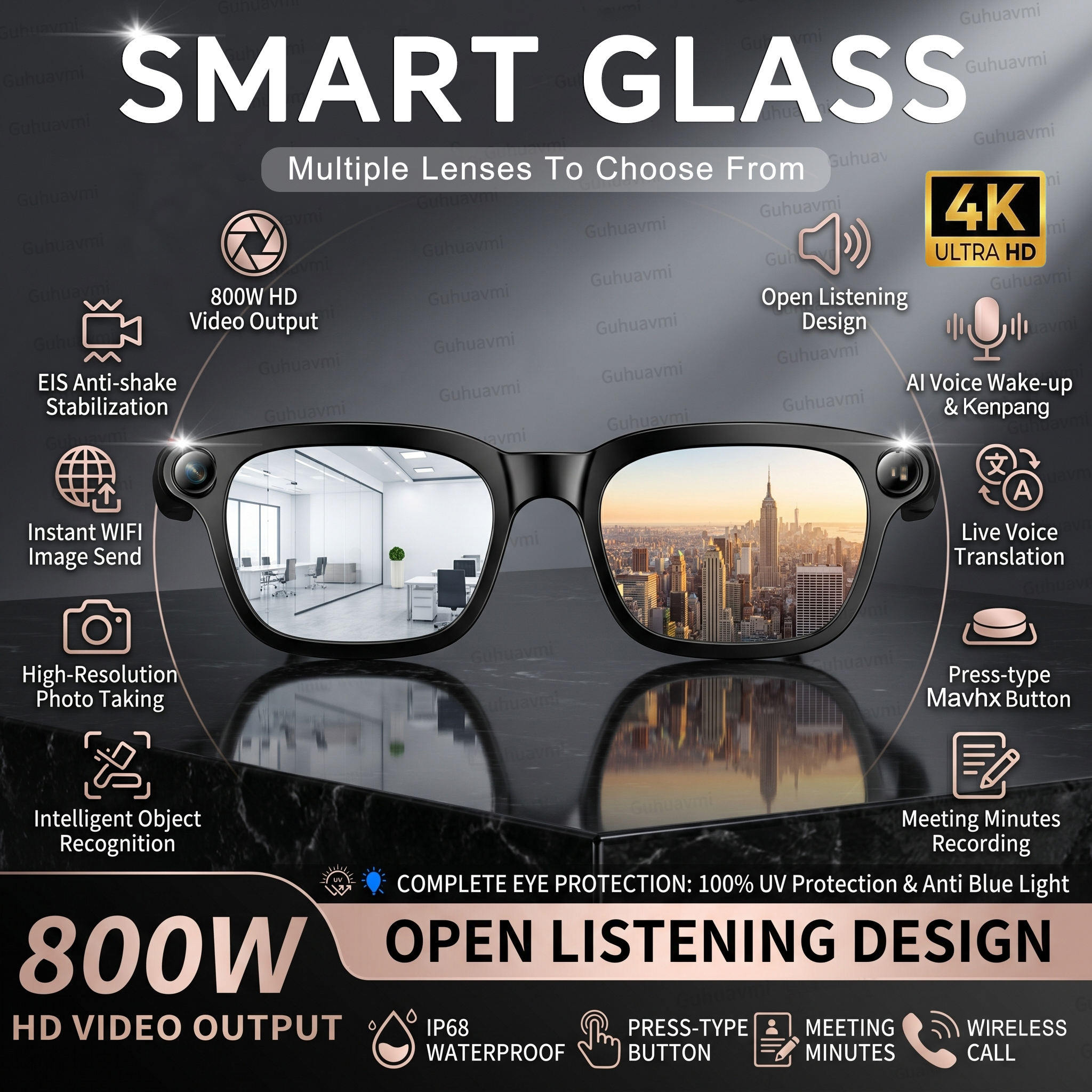 New Smart AI Glasses with 800W - Audio Music For Video avaliação e preço
