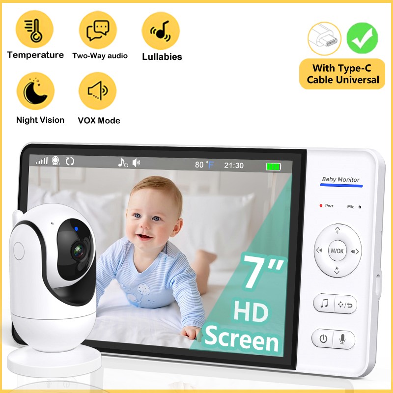 No WiFi 7 Inch Baby Monitor 2- - Audio Music For Video avaliação e preço