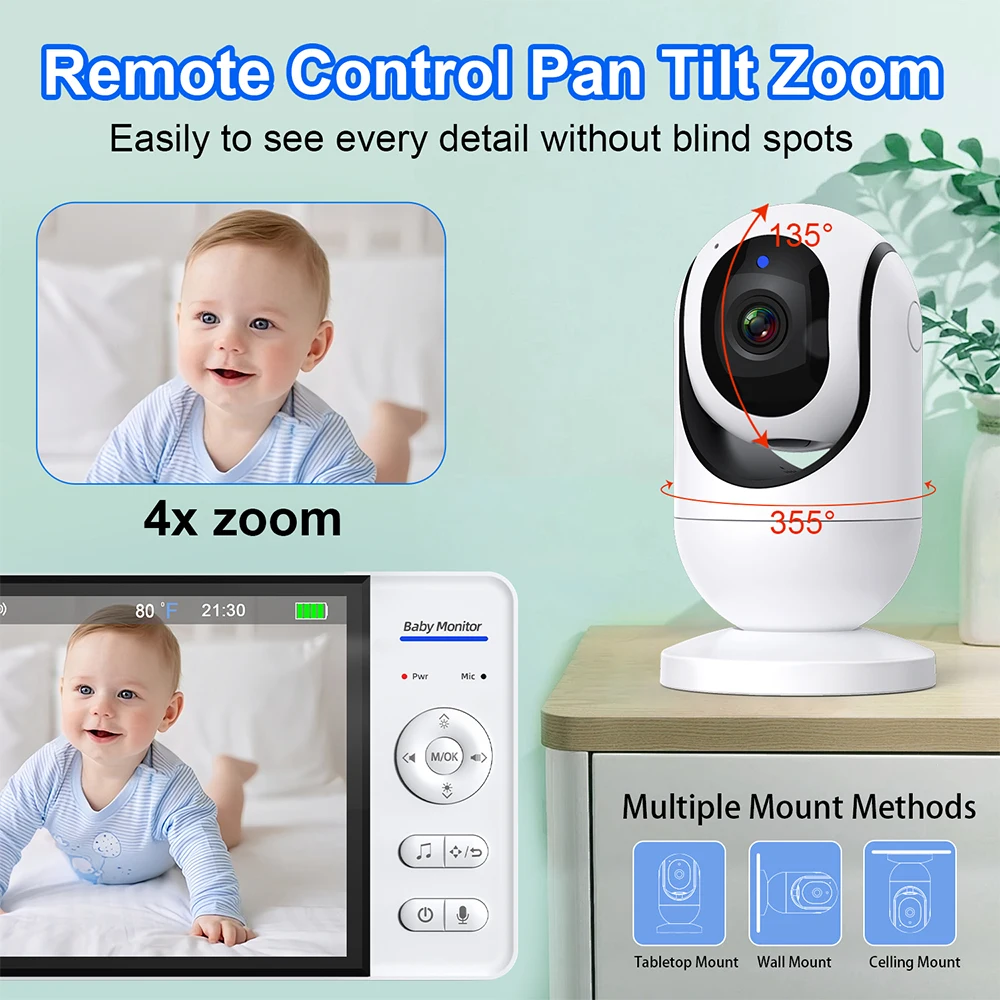 No WiFi 7 Inch Baby Monitor 2- - Audio Music For Video avaliação e preço