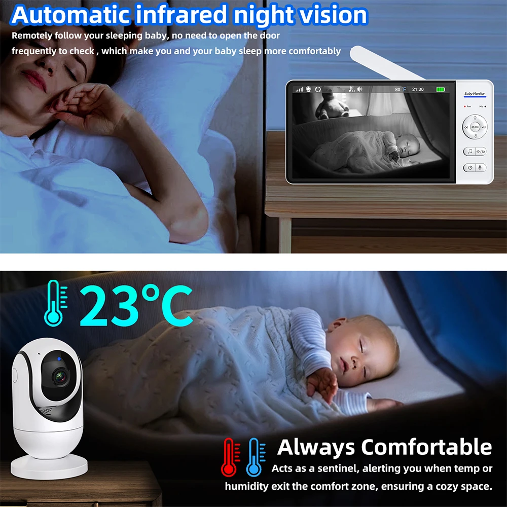No WiFi 7 Inch Baby Monitor 2- - Audio Music For Video avaliação e preço