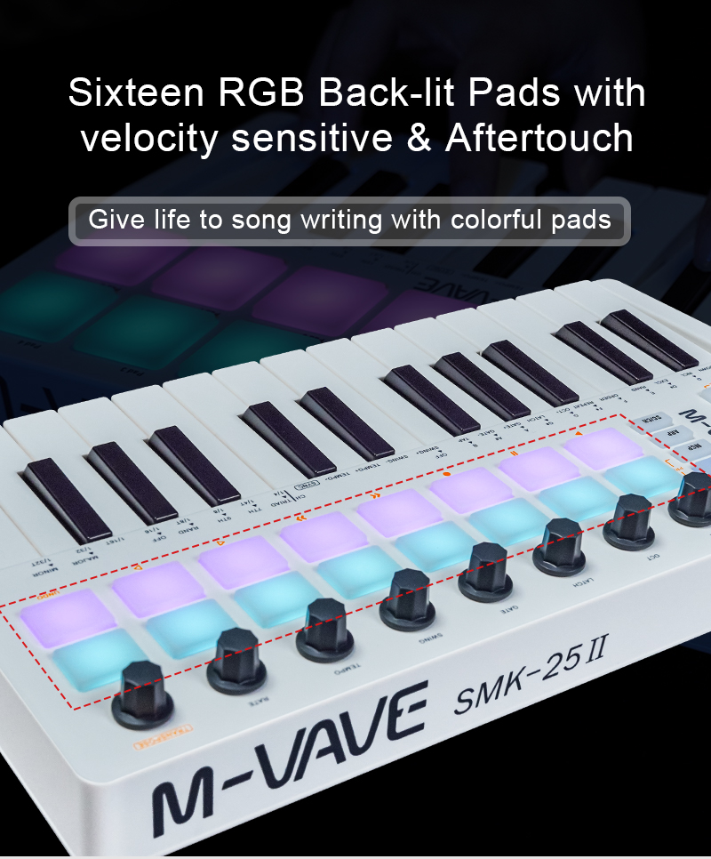 M-VAVE SMK-25 II 25 Key MIDI C - Midi Controller Pad avaliação e preço