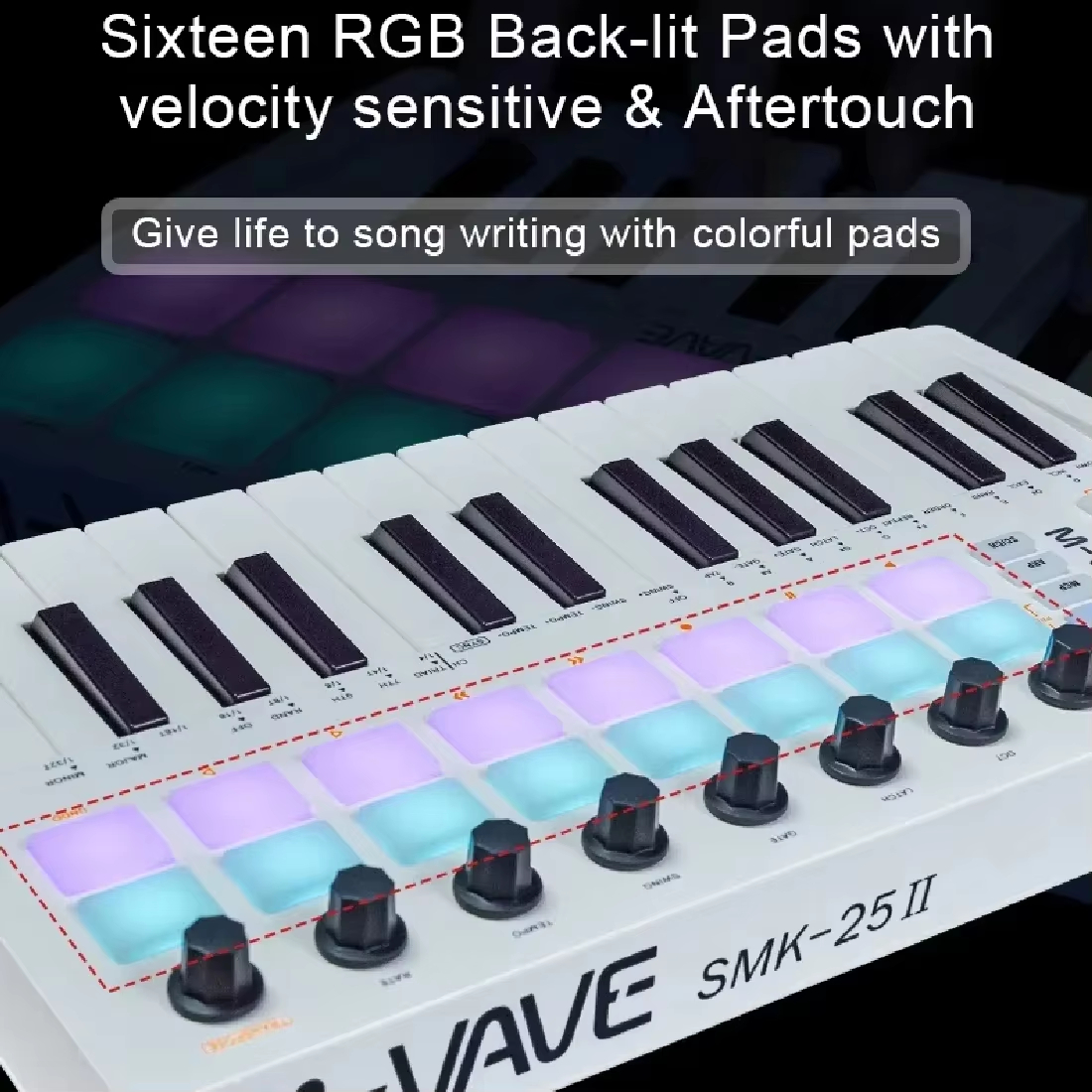M-VAVE SMK-25 II White 25-key  - Midi Controller Pad avaliação e preço