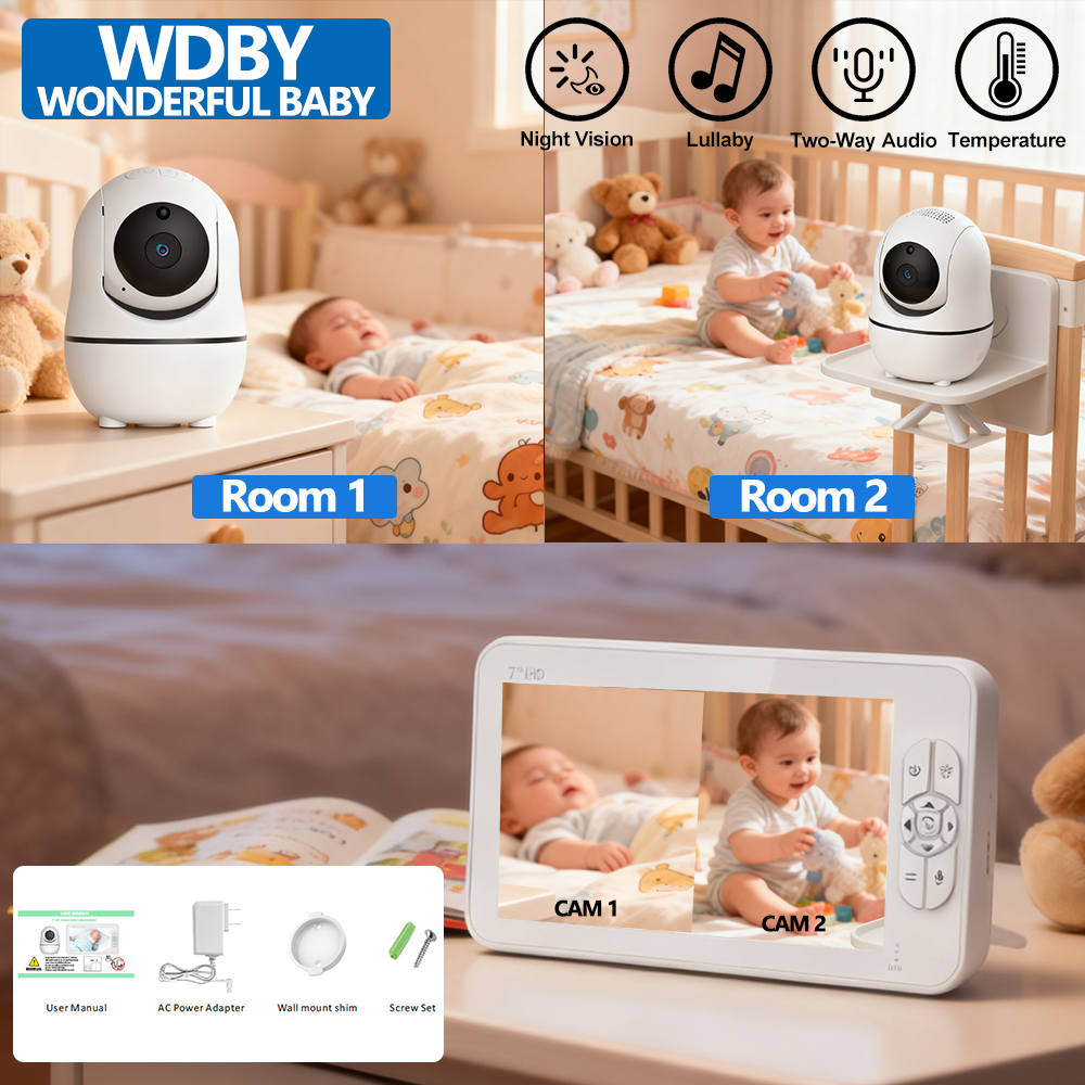 7.0 Inch HD Video Baby Monitor - Audio Music For Video avaliação e preço