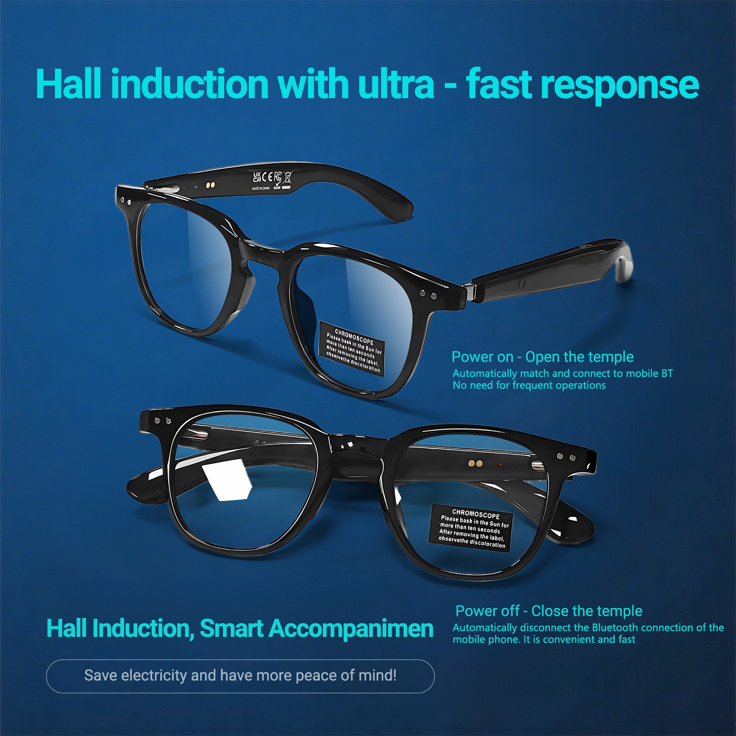 Photochromic Smart Glasses Ant - Audio Music For Video avaliação e preço