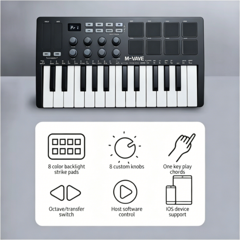 M-VAVE SMK-25 Black Portable M - Midi Controller Pad avaliação e preço