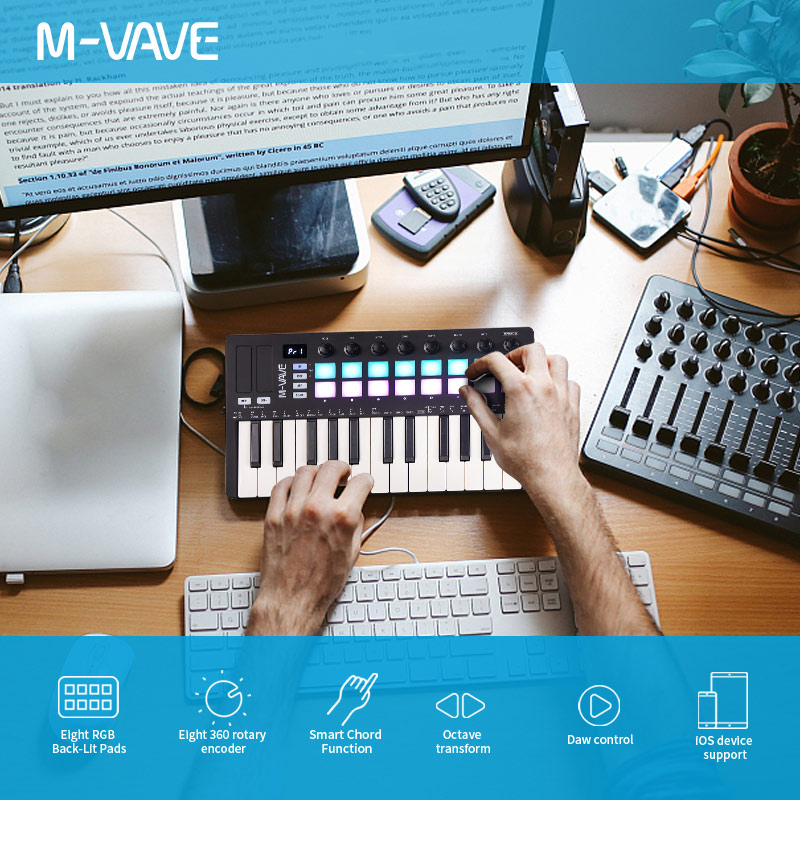 M-VAVE SMK-25 Series MIDI Pad  - Midi Controller Pad avaliação e preço
